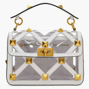 Valentino Roman Stud Foldover Top Shoulder Shoulder Bag Gold/White