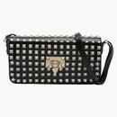 Valentino posetý kožený ramenní taška na rameno černé