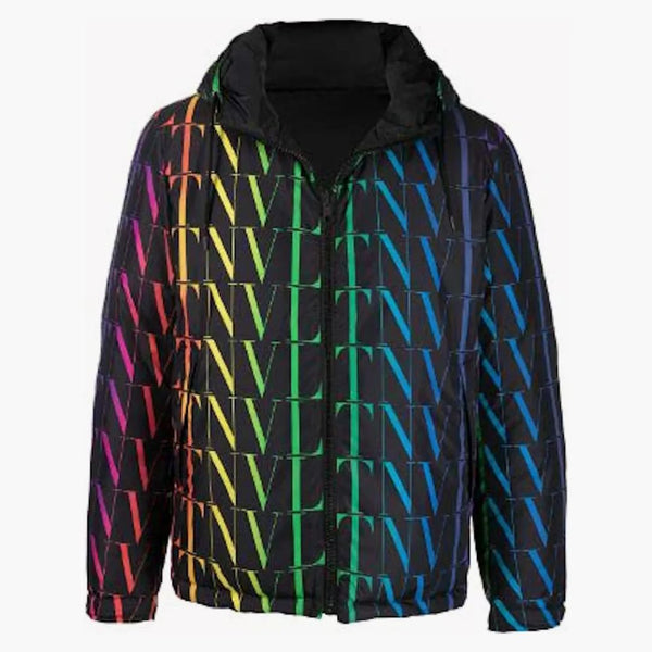 Logo Valentino Vltn Alover Reversible Down Bunda Black/Multicolor