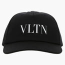 Valentino Vltn Logo Cotton Baseball Cap Black/White