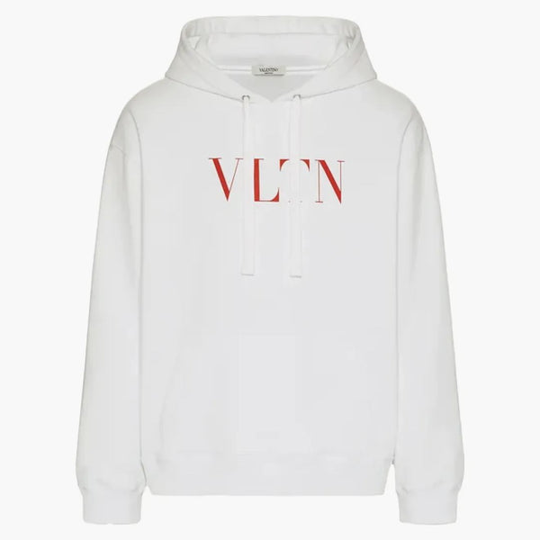 Valentino Vltn Print Hoodie White/Red