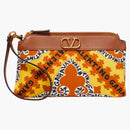 Valentino vlogo zdobená kožená plátno hnědá