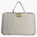 Valentino v'logo signature crochet raffia dead bag gray/white