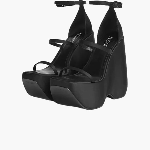 Versace 160 mm Triplatform Sandals Black Satin