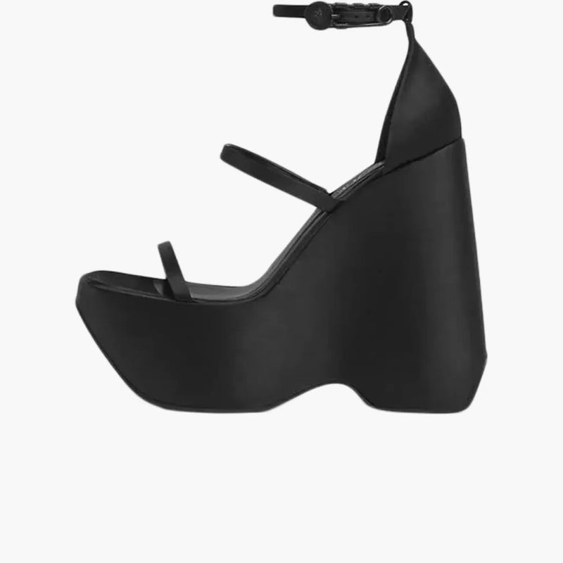 Versace 160 mm Triplatform Sandals Black Satin