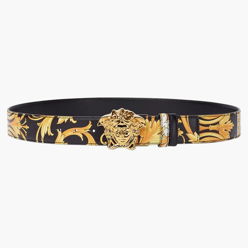 Versace Barocco Rverzibilní kožený pás Black/Yellow/Gold-Tone