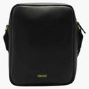 Versace Baroque Leather Print Crossbody Bag Black/Yellow