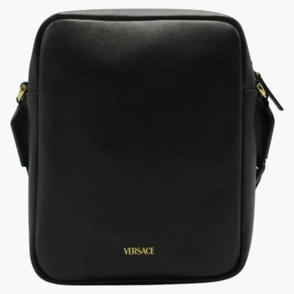 Versace barokowa skórzana torba krzyżowa czarna/żółta