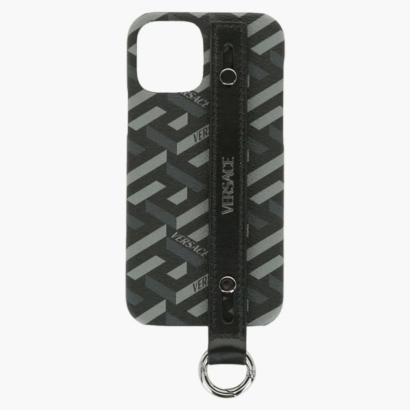 Versace rivestito in tela la greca iPhone 12 case nero/grigio