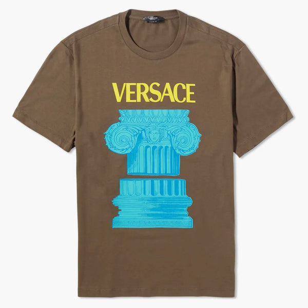 Versace sloupec tisk zimní vojenské tričko hnědé/modré