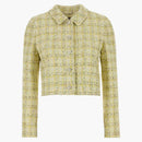 Versace Cotton Mix Fancy Tweed Informal Jacket Ya Peridot/White