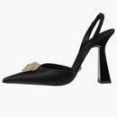 Versace Crystal La Medusa 110mm Slingback Pumps Black Satin