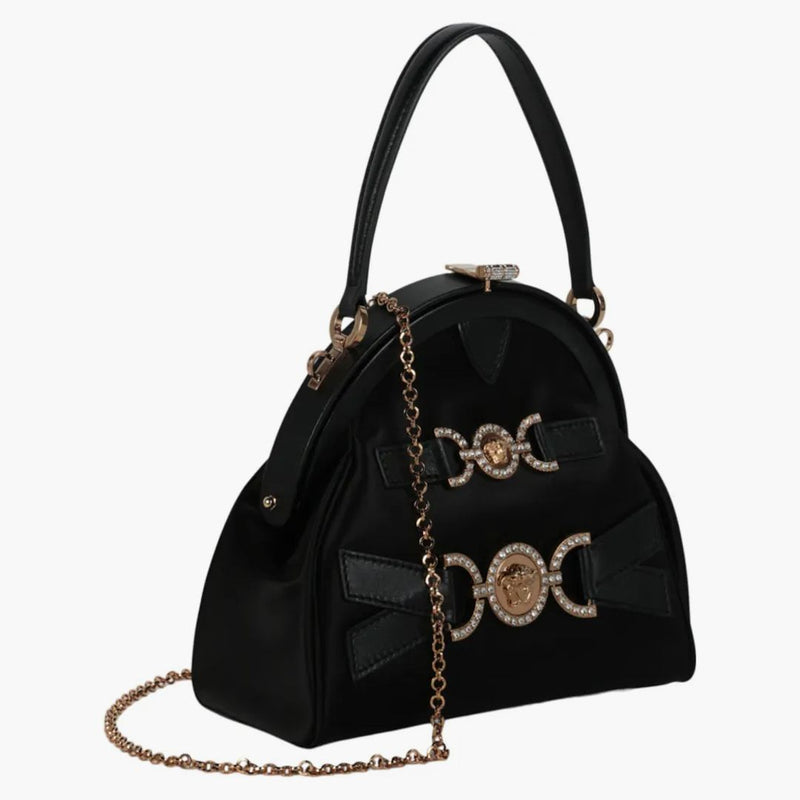 Versace Crystal Medusa '95 Satin Handbag Black