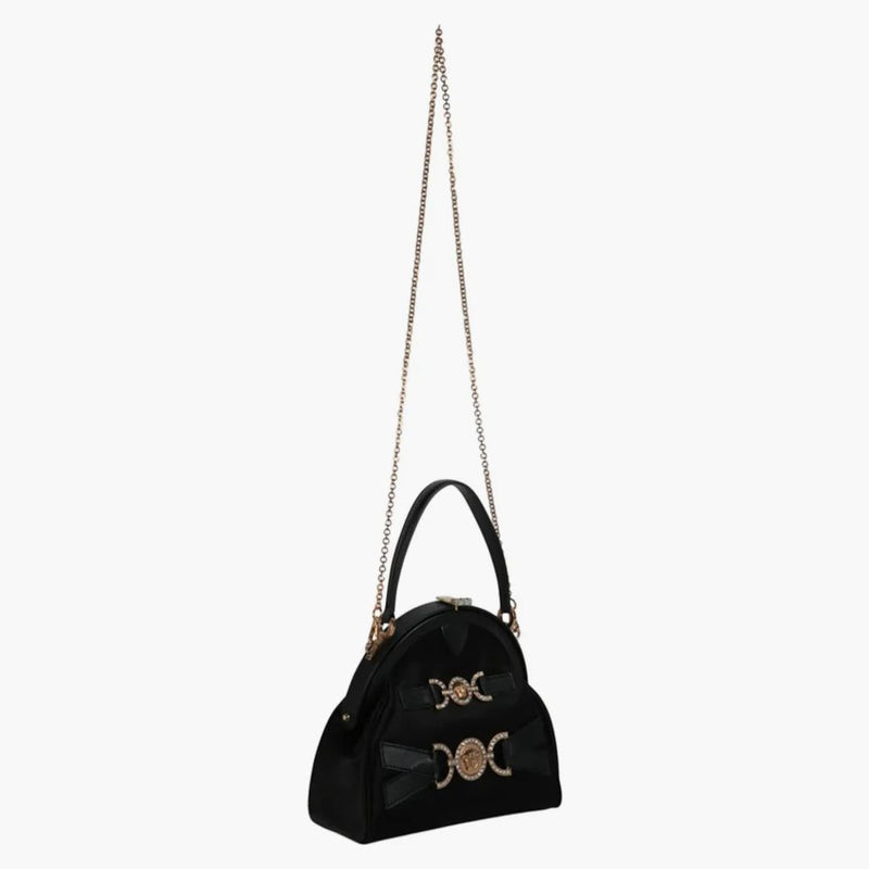 Versace Crystal Medusa '95 Satin Handbag Black