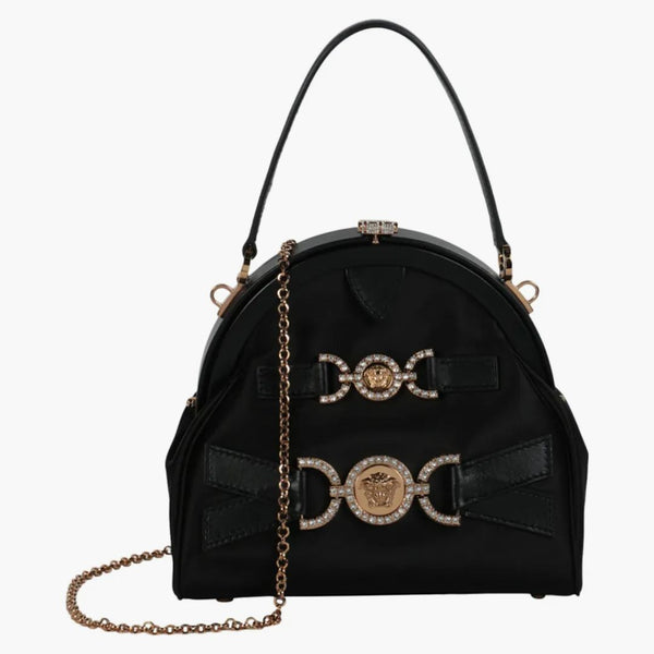 Versace Crystal Medusa '95 saténová kabelka černá