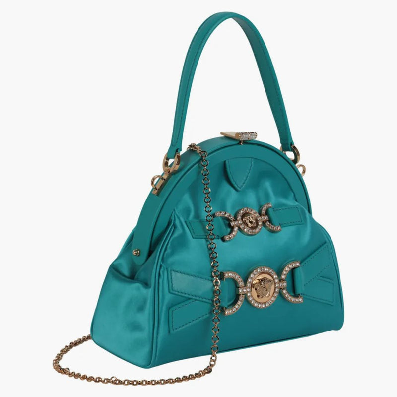 Versace Crystal Medusa '95 Satin Handbag Glacier Green