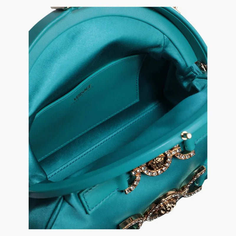 Versace Crystal Medusa '95 Satin Handbag Glacier Green