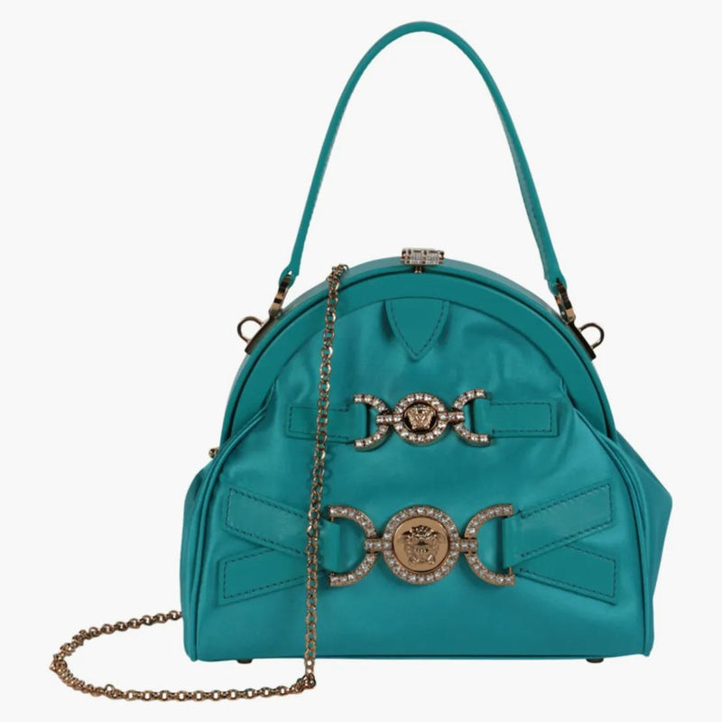 Versace Crystal Medusa '95 Satin Handbag Glacier Green