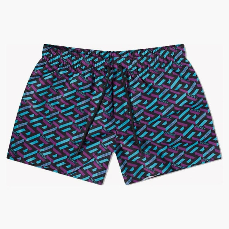 Versace geometric stampa pantaloncini blu/viola blu/viola