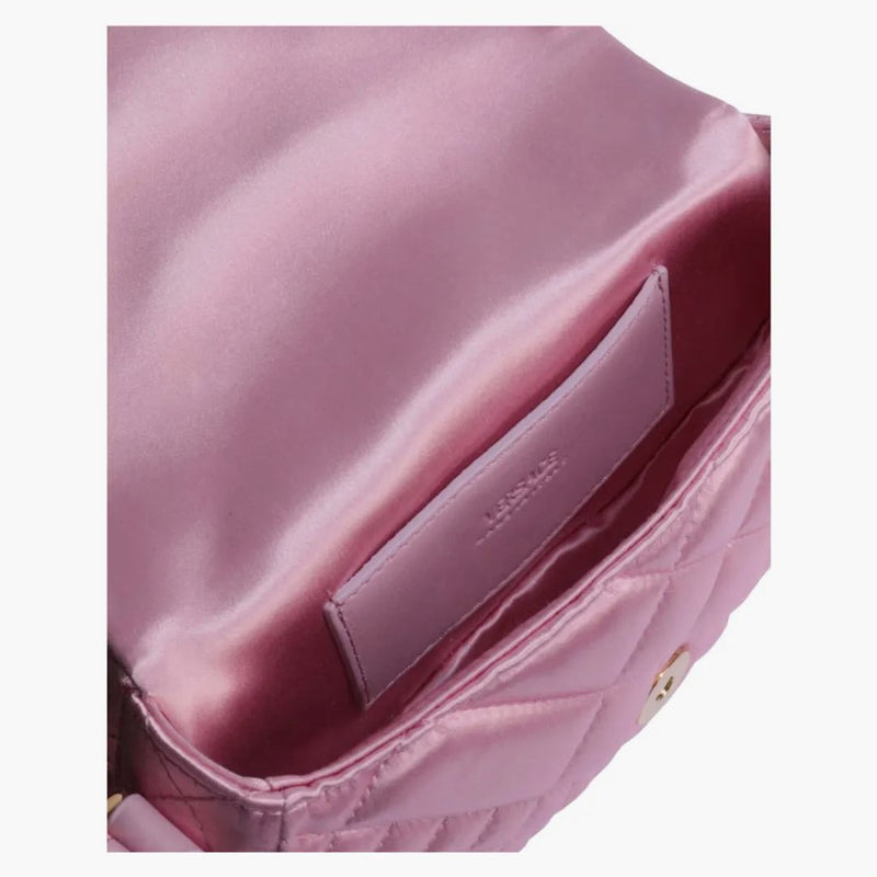 Versace Greca Goddess quiltad satin axelväska blekrosa