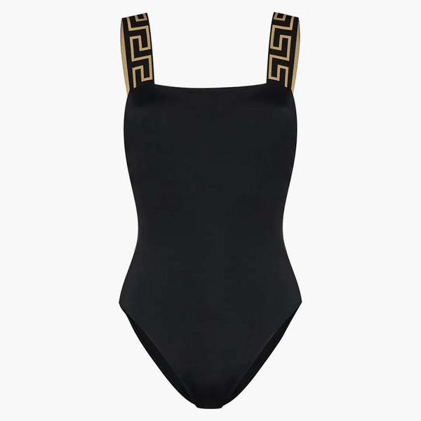 Versace Greca Key jednoczęściowy strój kąpielowy czarny