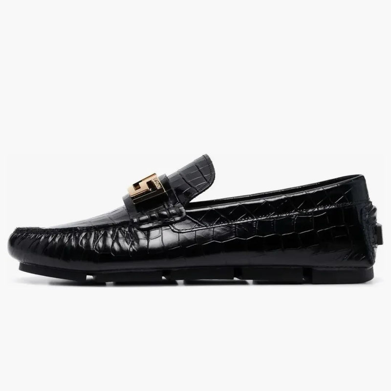Versace Greca Loafer Croc Black