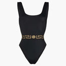 Versace Greca Print One-Piece Swimsuit Black