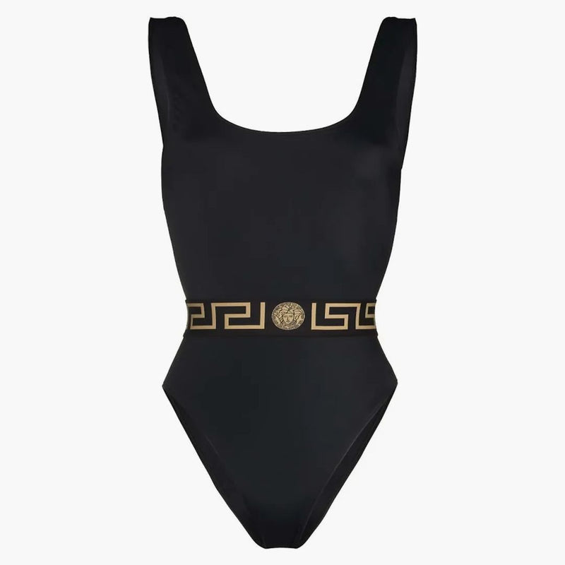 Versace Greca Print Swimsuit Black