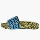 Versace Greca Print Slides Yellow Blue