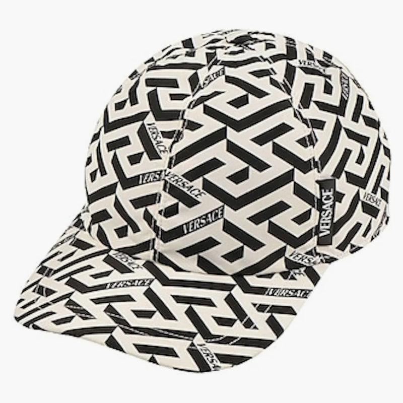 Versace La Greca Print Baseball har svartvit