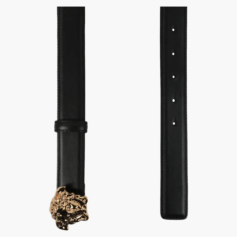 Versace La Medusa Buckle Leather Belt Black/Gold