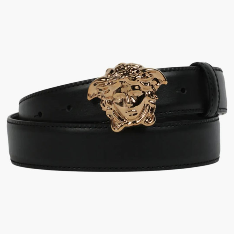 Versace La Medusa Buckle Leather Belt Black/Gold
