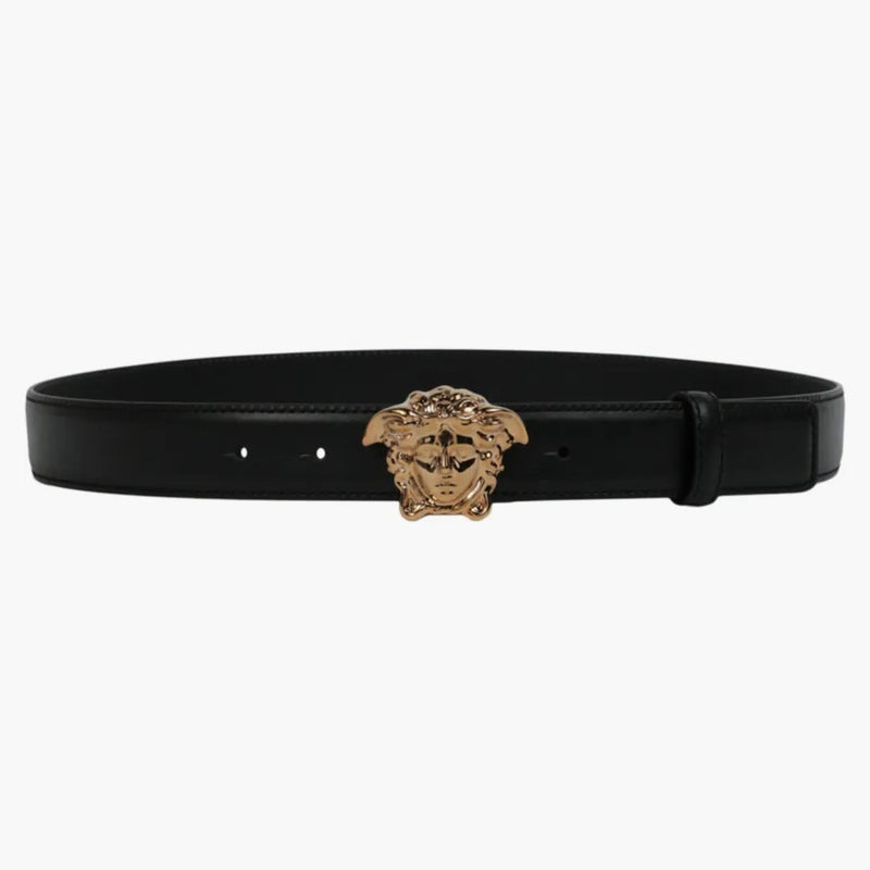 Versace La Medusa Buckle Leather Belt Black/Gold