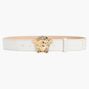Versace La Medusa Leather Belt White/Gold