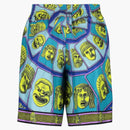 Versace Le Maschere Mask Silk Shorts Blue/Green