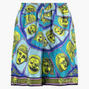 Versace Le Maschere Mask Silk Shorts Blue/Green