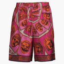 Versace Le Maschere Mask Silk Shorts Pink/Red