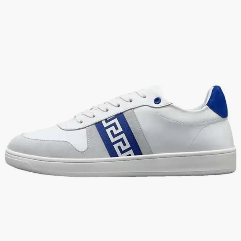 Versace Leather Low Top Sneaker White Grey Blue