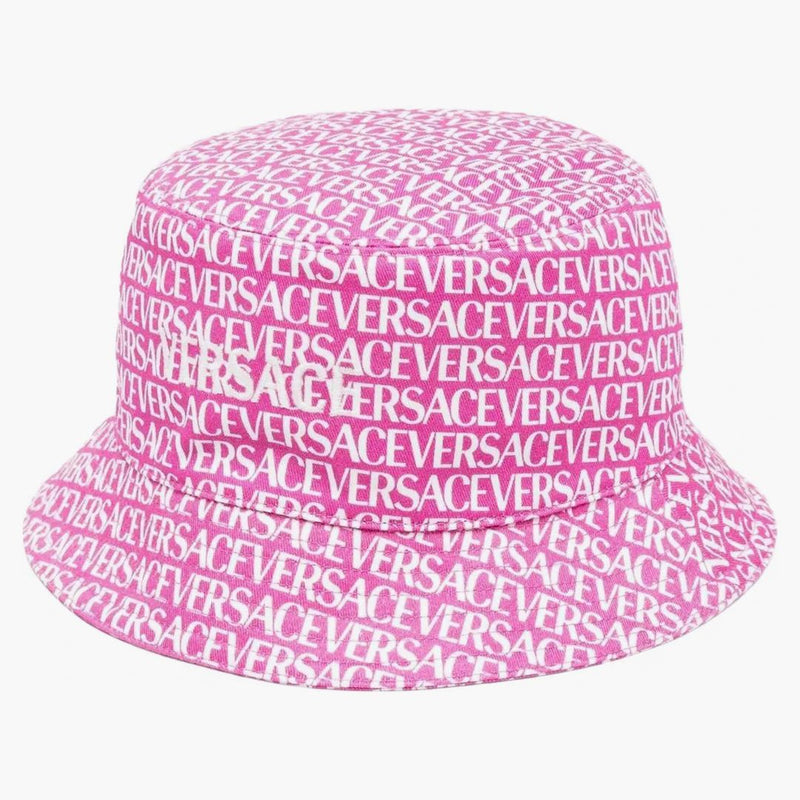 Versace Logo Print Bucket Hat Pink