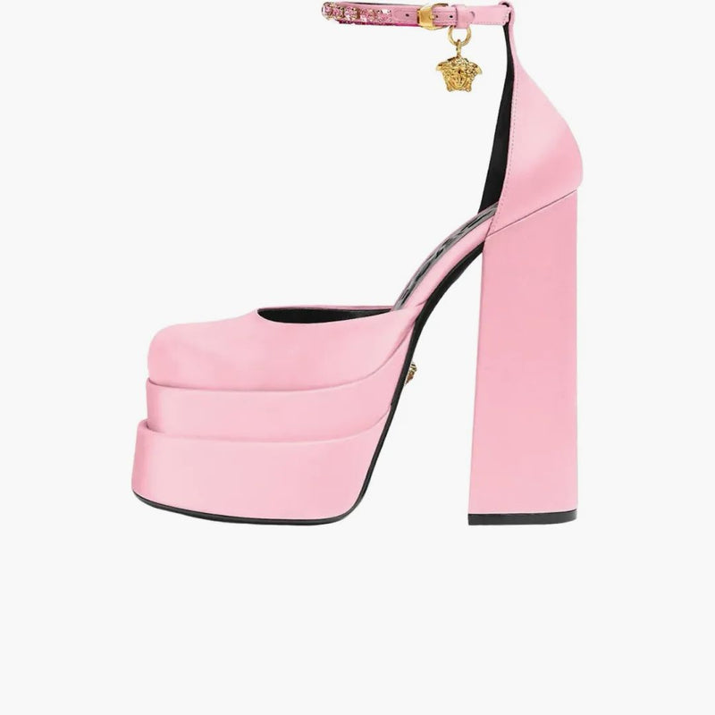 Versace Medusa Aevitas 155mm Platform Pumps Candy Satin