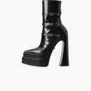 Versace Medusa aevitas 165 mm Pointy Platform Booties Black Patent Leather