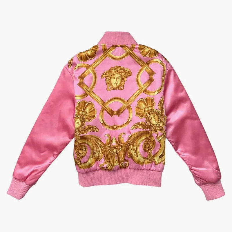 Versace Medusa Back Print Zip-up Jacket Pink