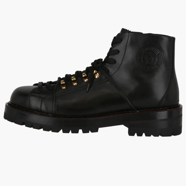 Skórzane buty w Versace Medusa czarne