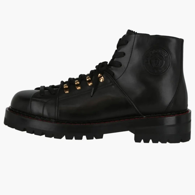 Skórzane buty w Versace Medusa czarne