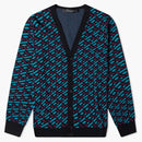 Versace Monogram Geometric Intarsia Cardigan Black/Blue/Purple