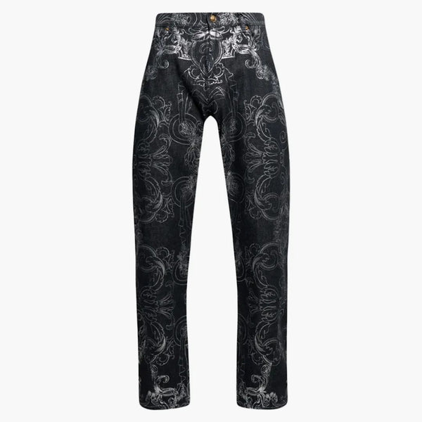 Versace vzorované džíny černé