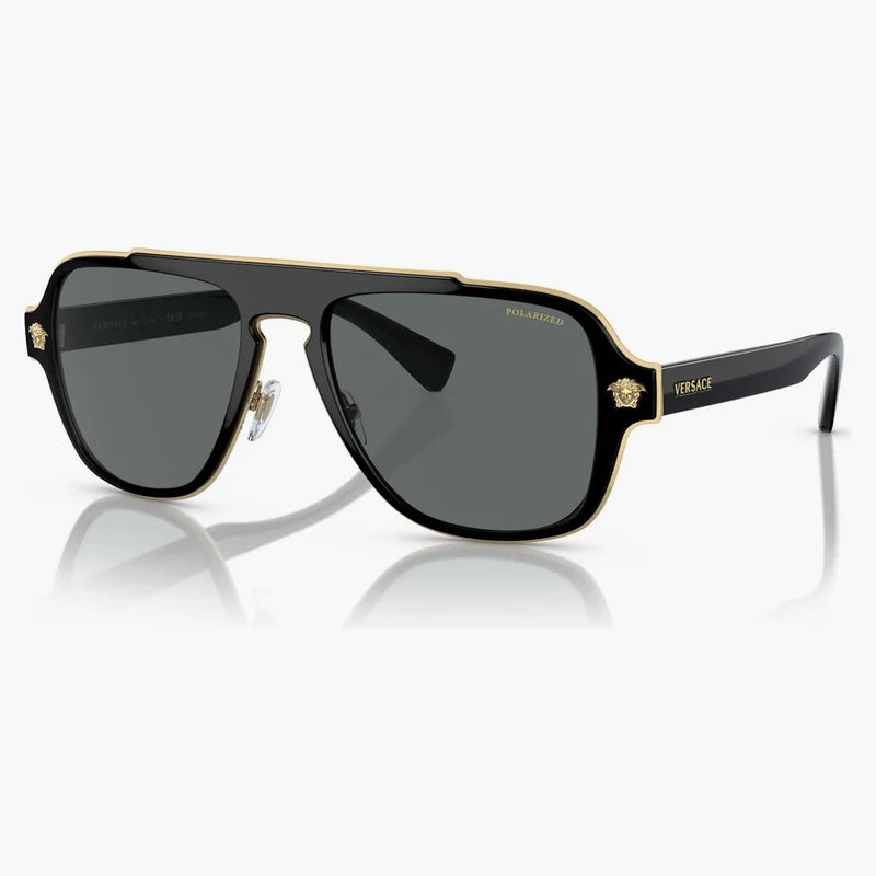 Versace Polarized Medusa Retro Charm Sunglasses Dark Gray/Black (VE2199 56)