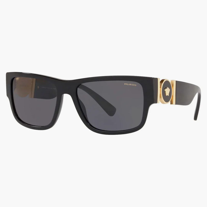 Spolaryzowane kwadratowe okulary przeciwsłoneczne Versace Black/Gold (VE4369)