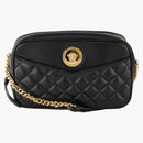 Borsa per fotocamera media versace in pelle trapuntata nera