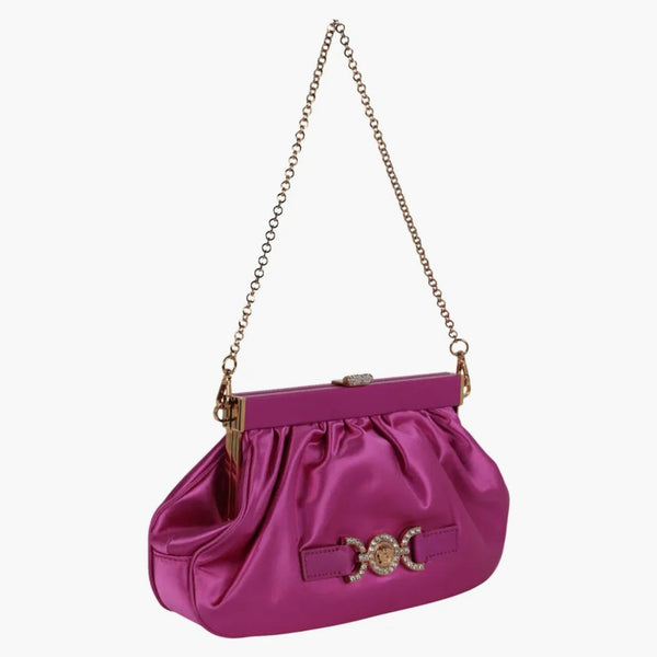 Versace Satin Crystal Medusa '95 Clutch Bright Pink